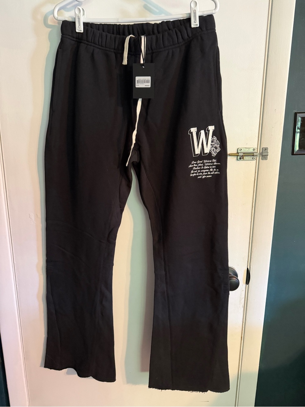 DARC SPORT Wolves Club Marked Flare Black Sweatpants, Size Medium, Streetwear